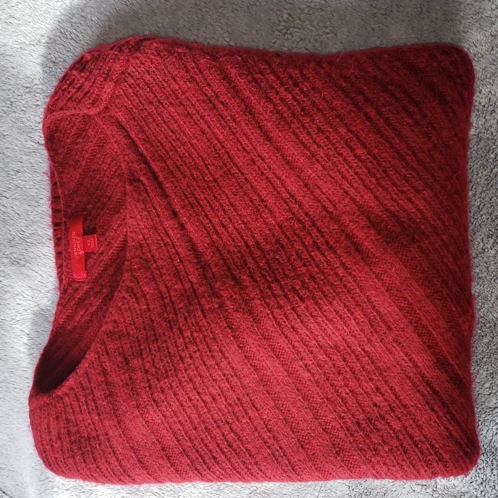 Jennifer Lopez Red Black Pullover Sweater XS - Picture 2 of 14